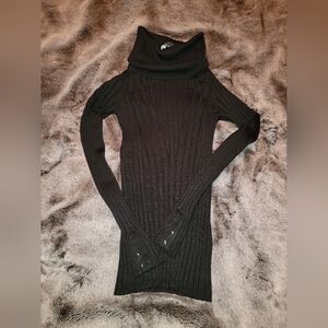 White House Black Market Black Ribbed Turtle Neck Sweater XS